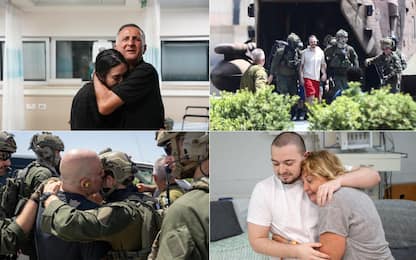 Israele libera 4 ostaggi in mano ad Hamas: le immagini del rientro