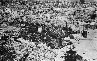 (Original Caption) 1945-Hiroshima, Japan-A view of Hiroshima after the explosion of the Atomic Bomb. Photograph, 1945.