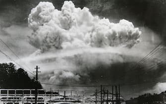 53338964 NAGASAKI, JAPAN - AUGUST 8: A photograph of the atomic bomb dropped in Nagasaki shows how it exploded 50m above ground on August 8, 2005 in Nagsaki, Japan. August 9,1945 Thursday 11:02 am, the US B-29 superfortress Bockscar dropped an atomic bomb on northern part of Nagasaki City, The city marks the 60th anniversary of the atomic bombing on Aug. 9. (Photo by Hiromiti Matuda/Handout from Nagasaki Atomic Bomb Museum/Getty Images)