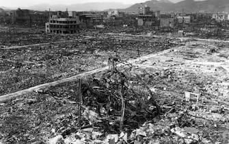 1945:  The aftermath of the bombing at Nagasaki.  (Photo by MPI/Getty Images)