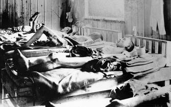 Survivors of the explosion of the Atom bomb at Hiroshima, Japan, 1945. Beds occupied by casualties suffering the effects of radiation. On 6 August 1945, a United States Air Force B-29 bomber, codenamed 'Enola Gay' dropped the first atomic bomb over the city of Hiroshima. Some 80,000 people were killed immediately and a further 60,000 died later from radiation sickness and other after effects. (Photo by Ann Ronan Pictures/Print Collector/Getty Images)