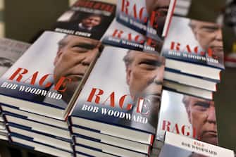 Journalist Bob Woodwardâ  s new book â  Rageâ   about the presidency of Donald Trump seen for sale, September 16, 2020, New York, NY.  (Anthony Behar/Sipa USA)
