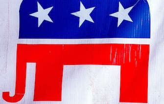 380771 03: The Republican Party's elephant symbol is seen on display October 24, 2000 at the Republican campaign headquarters in El Paso, Texas. (Photo by Joe Raedle/Newsmakers)