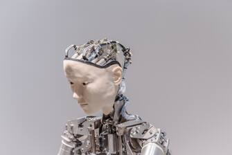IMMORTALITY, Inc. Tokyo (Japan), Miraikan, The National Museum of Emerging Science and Innovation: a close-up of Alter, a robot on display at the museum. Some believe that the in the future, it will be possible to completely “download” our minds into humanoids similar to this one, and therefore, by overcoming the physical limits imposed by the human body, it will be possible to live forever.