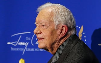 epa07887912 (FILE) - Former US president Jimmy Carter speaks about rights and justice during an event sponsored by the National Archives at the Jimmy Carter Presidential Library and Museum, in Atlanta, Georgia, USA, 20 May 2016 (reissued 02 October 2019). According to media reports, Jimmy Carter, the 39th president of the USA, turned 95 on 01 October 2019, making him the longest living former US president in history.  EPA/ERIK S. LESSER