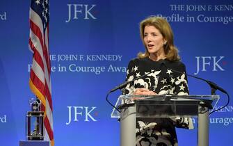 BOSTON, MA - MAY 19:  Caroline Kennedy speaks onstage at The John F. Kennedy Presidential Library And Museum on May 19, 2019 in Boston, Massachusetts.  Speaker Pelosi received the 2019 Profile in Courage Award. (Photo by Paul Marotta/Getty Images)