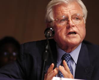 PHILADELPHIA - JULY 5:  Senator Ted Kennedy (D-MA) speaks during a Senate Hearing on Illegal Immigration at the National Constitution Center July 5, 2006 in Philadelphia, Pennsylvania. Testimony was heard on potential solutions to the United States illegal immigration problem.  (Photo by William Thomas Cain/Getty Images)