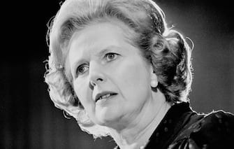 British Prime Minister Margaret Thatcher (1925 - 2013) giving a speech 22nd May 1980. (Photo by Mike Lawn/Evening Standard/Getty Images)