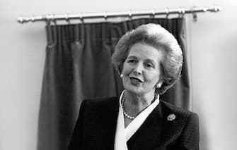 Prime Minister Margaret Thatcher opening the Ministry of Agriculture, Fisheries & Food's Food Science Laboratory at Colney Lane, Norwich on 23 May 1990.;  (Photo by Howard Denner/Photoshot/Getty Images)