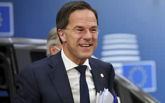 Dutch Prime Minister Mark Rutte arrives for an EU summit at the European Council building in Brussels, on July 18, 2020, as the leaders of the European Union hold their first face-to-face summit over a post-virus economic rescue plan. - The EU has been plunged into a historic economic crunch by the coronavirus crisis, and EU officials have drawn up plans for a huge stimulus package to lead their countries out of lockdown. (Photo by Olivier Matthys / POOL / AFP) (Photo by OLIVIER MATTHYS/POOL/AFP via Getty Images)