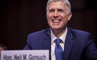 epa05860452 Neil Gorsuch appears before the Senate Judiciary Committee hearing on his nomination to be an associate justice of the Supreme Court, on Capitol Hill in Washington, DC, USA, 20 March 2017. Gorsuch, who was nominated by US President Donald J. Trump on 31 January 2017, begins his confirmation hearing 401 days after the death of Justice Antonin Scalia. Senate Republicans refused to vote or hold confirmation hearings on former President Barack Obama's nomination of Judge Merrick Garland, resulting in the longest opening on the court since the 1860s.  EPA/PETE MAROVICH