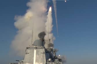 - Ukraine, Ukraine -20220612-

VIDEO AVAILBLE: CONTACT INFO@COVERMG.COM TO RECEIVE

This video footage, released by Russia's Ministry of Defence on Sunday (12June2022) claims to show a Black Sea Fleet frigate's crew launching a salvo of four Kalibr cruise missiles at Ukraine's military infrastructure from the Black Sea.

-PICTURED: General View (Russia Launches Kalibr Missiles At Ukrainian Infrastructure)
-PHOTO by: Ministry of Defence of the Russian Federation/Cover Images/INSTARimages.com
-51669247.jpg

This is an editorial, rights-managed image. Please contact Instar Images LLC for licensing fee and rights information at sales@instarimages.com or call +1 212 414 0207 This image may not be published in any way that is, or might be deemed to be, defamatory, libelous, pornographic, or obscene. Please consult our sales department for any clarification needed prior to publication and use. Instar Images LLC reserves the right to pursue unauthorized users of this material. If you are in violation of our intellectual property rights or copyright you may be liable for damages, loss of income, any profits you derive from the unauthorized use of this material and, where appropriate, the cost of collection and/or any statutory damages awarded