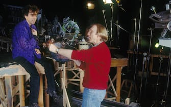 On the set, Tim burton with the director, Henry Selick.