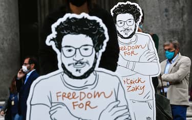 A cardboard cutout of Patrick Zaki during the silent flashmob to demand the release of the researcher Patrick Zaki, the Egyptian student of the University of Bologna in prison in Egypt since February, Rome, Italy, 23 February 2020. ANSA/RICCARDO ANTIMIANI