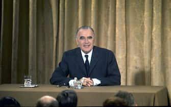 FRANCE - CIRCA 1969:  Georges Pompidou (1911-1974), president of the French Republic of 1969 to 1974, at the time of a press conference. Paris, Elysee palace.    RVB-12907.  (Photo by Roger Viollet Collection/Getty Images)