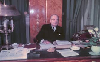 President of France, Vincent Auriol in his office in Paris.