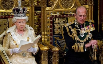 (FILE) A file picture dated 25 May 2010 shows Britain's Prince Philip, Duke of Edinburgh (R), listening as Britain's Queen Elizabeth II speaks during her address to the House of Lords, during the State Opening of Parliament in Westminster, central London, Britain. On 02 June 2013 the 60th anniversary of the coronation of Britain's Queen Elizabeth II will be celebrated. ANSA/STR  UK OUT