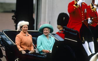 Princess Margaret and the Queen Mother at the Trooping of the Colour.