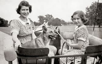 Princess Elizabeth, future Queen Elizabeth II, left, and Princess Margaret, right, driving a pony and trap in Great Windsor Park, England, 1941. Princess Margaret, Margaret Rose, 1930 â   2002, aka Princess Margaret Rose. Younger daughter of King George VI and Queen Elizabeth. Princess Elizabeth, future Elizabeth II, born 1926. Queen of the United Kingdom, Canada, Australia and New Zealand. From a photograph. (Photo by: Universal History Archive/Universal Images Group via Getty Images)