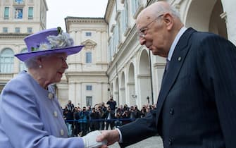 Roma - Il Presidente Giorgio Napolitano con S.M. Elisabetta II, Regina del Regno Unito di Gran Bretagna ed Irlanda del Nord, oggi 3 aprile 2014.
(Foto di Paolo Giandotti - Ufficio per la Stampa e la Comunicazione della Presidenza della Repubblica)