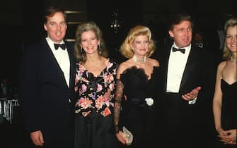 NEW YORK - UNSPECIFIED DATE:  Donald Trump, Ivana Trump, Robert Trump and Blaine Trump at the Rainbow Room in New York City.  (Photo by Sonia Moskowitz/Getty Images)