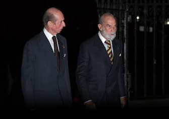 LONDON, ENGLAND - NOVEMBER 11: Prince Edward, Duke of Kent and Prince Michael of Kent attend a service marking the centenary of WW1 armistice at Westminster Abbey on November 11, 2018 in London, England. The armistice ending the First World War between the Allies and Germany was signed at CompiÃ¨gne, France on eleventh hour of the eleventh day of the eleventh month - 11am on the 11th November 1918. This day is commemorated as Remembrance Day with special attention being paid for this yearÂ s centenary.  (Photo by Leon Neal/Getty Images)