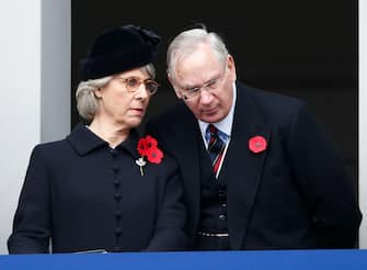 LONDON, UNITED KINGDOM - NOVEMBER 08: (EMBARGOED FOR PUBLICATION IN UK NEWSPAPERS UNTIL 48 HOURS AFTER CREATE DATE AND TIME) Birgitte, Duchess of Gloucester and Prince Richard, Duke of Gloucester attend the annual Remembrance Sunday Service at the Cenotaph on Whitehall on November 8, 2015 in London, England. The National Service of Remembrance takes place at the Cenotaph in Whitehall, London.  The Queen, senior politicians, including the British Prime Minister and former British Prime Ministers, alongside representatives from the armed forces pay tribute to those who have suffered or died at war. (Photo by Max Mumby/Indigo/Getty Images)