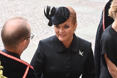 Sarah Ferguson arrives for the State Funeral of Queen Elizabeth II, held at Westminster Abbey, London. Picture date: Monday September 19, 2022.
