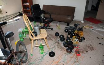 AURORA, CO - CIRCA JULY, 2012: In this handout photo provided by the Arapahoe County District Attorney’s Office, homemade explosives are arranged in James Holmes' apartment circa July, 2012 in Aurora, Colorado. 12 people were killed when Holmes opened fire inside a movie theater on July 20, 2012 in Aurora, Colorado. The evidence photos were released by after an open-records request. (Photo by District Attorney for the 18th Judicial District, State of Colorado via Getty Images)