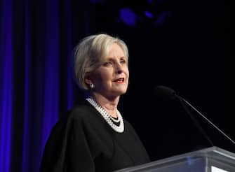 1185785249 LOS ANGELES, CALIFORNIA - NOVEMBER 05: Cindy McCain speaks onstage during the U.S.VETS Salute Gala on November 05, 2019 in Los Angeles, California. (Photo by FilmMagic/FilmMagic for U.S.VETS)