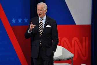 1231208340 US President Joe Biden participates in a CNN town hall at the Pabst Theater in Milwaukee, Wisconsin, February 16, 2021. (Photo by SAUL LOEB / AFP) (Photo by SAUL LOEB/AFP via Getty Images)