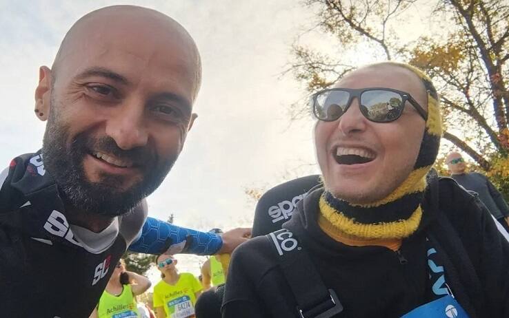 Franco Leo con il fratello Dario alla Maratona di New York (foto: Facebook)