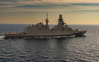 La nave Margottini, impegnata nell'operazione Mare sicuro della Marina Militare che ha avviato una collaborazione con i colleghi tunisini a protezione dei motopesca italiani. 3 agosto 2017. ANSA/ US MARINA MILITARE +++ NO SALES - EDITORIAL USE ONLY +++