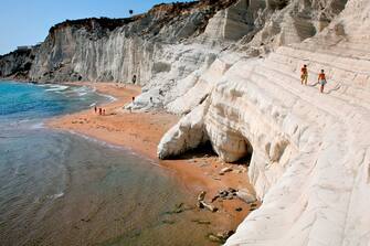 1158009026 Scala dei Turchi marl cliff. Rossello cape. Agrigento. Sicily. Italy. (Photo by: Riccardo Lombardo/REDA&CO/Universal Images Group via Getty Images)