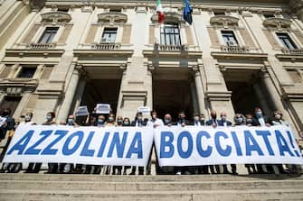 Federal Secretary of Italian party 'Lega' Matteo Salvini at a rally to protest against ministry guidelines in view of the reopening of schools organized  in front of the Ministry of Education in Rome, Italy, 25 June 2020
ANSA / MASSIMO PERCOSSI