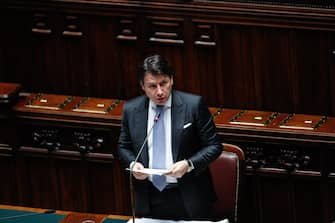 Il presidente del Consiglio, Giuseppe Conte, parla alla Camera durante il Question Time, Roma, 01 Luglio 2020.  ANSA/GIUSEPPE LAMI