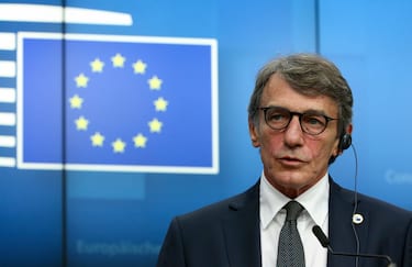 BRUSSELS, BELGIUM - OCTOBER 17: European Parliament President David Sassoli gives a press conference at the European Council on October 17, 2019 in Brussels, Belgium. Leaders of the EU countries are meeting to discuss the EU's long-term budget, the strategic agenda and Climate. Brexit will be also on the agenda with the UK edging closer to their 31st October deadline for leaving the European Union. (Photo by Jean Catuffe/Getty Images)