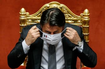 Italian prime minister, Giuseppe Conte at the Senate during a debate on further measures to combat the spread of Covid-19, Rome, Italy, 28 July 2020. ANSA/FABIO FRUSTACI