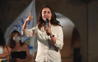 Susanna Ceccardi, candidate for center-right at the presidency of Tuscany region during the electoral event of League secretary Matteo Salvini in Orbetello, near Grosseto, Tuscany, Italy, 27 august 2020. ANSA/ALESSANDRO DI MEO