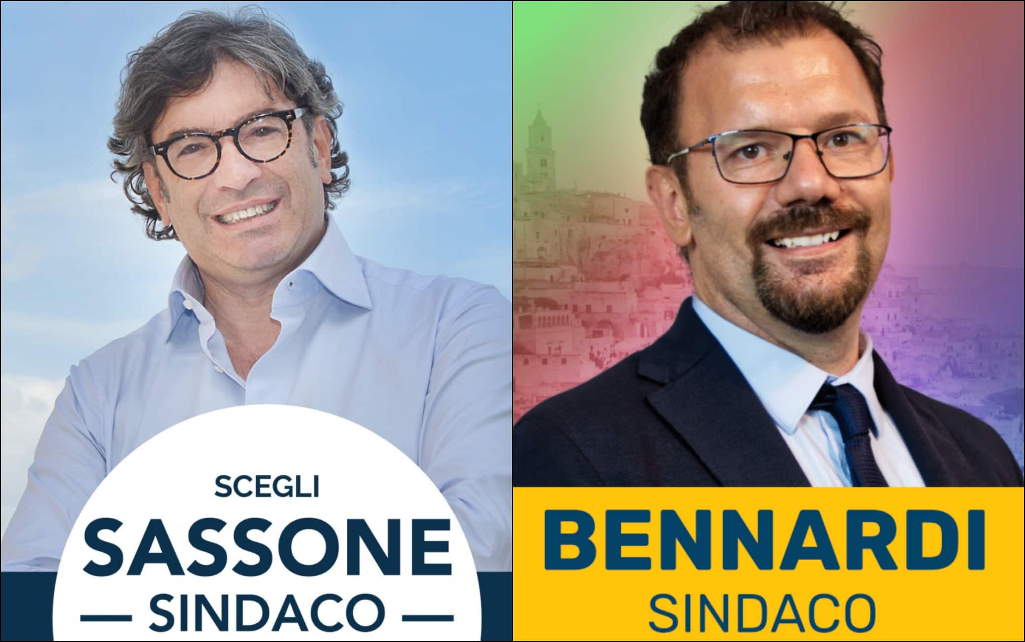 I candidati Rocco Luigi Sassone del centrodestra e Domenico Bennardi del M5s