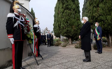 Castegnato - Il Presidente della Repubblica Sergio Mattarella al cimitero di Castegnato, oggi  1 novemrbe 2020.
