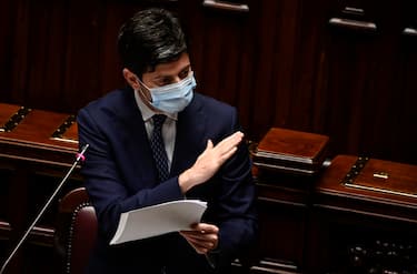 Minister of Health Roberto Speranza delivers a speech at the Chamber of Deputies to report on the new decree issued by the Government to counter the spread of Covid-19 pandemic, Rome, Italy, 5 November 2020. ANSA/RICCARDO ANTIMIANI