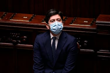 Minister of Health Roberto Speranza delivers a speech at the Chamber of Deputies to report on the new decree issued by the Government to counter the spread of Covid-19 pandemic, Rome, Italy, 5 November 2020. ANSA/RICCARDO ANTIMIANI