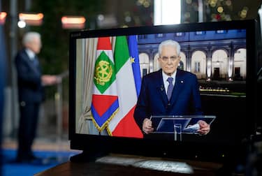 A handout photo made available by the Italian Presidential Press Office shows Italian President Sergio Mattarella during his year-end speech to Italians at Quirinale Palace in Rome, Italy, 31 December 2020. ANSA/PAOLO GIANDOTTI QUIRINALE PRESS OFFICE +++EDITORIAL USE ONLY - NO SALES+++