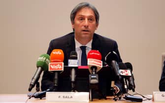 Fabrizio Sala durante la conferenza stampa per fare il punto sull'emergenza Coronavirus a palazzo Lombardia a Milano, 27 febbraio 2020.ANSA/Mourad Balti Touati