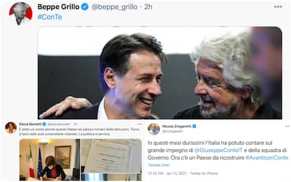 Da #ConTe di Grillo ad #AvanticonConte, la crisi di governo su Twitter