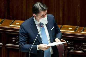 Il premier Giuseppe Conte durante l'intervento in Aula alla Camera a Roma, 18 gennaio 2021.
ANSA/Roberto Monaldo / LaPresse POOL