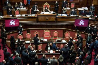 <div><br></div><div>The debate in the Senate in Rome, Italy, 19 January 2021. Following the resignation of two ministers in Italian Prime Minister Conte's coalition government over a dispute on spending of EU funds during the pandemic, the Italian government is on the verge of another crisis.&nbsp;<br></div>