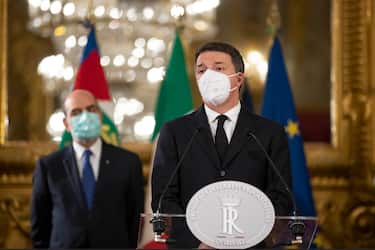 In a handout photo by Quirinal press office shows Matteo Renzi of Italian party "Italia Viva" at the end of a meeting with Italian President Sergio Mattarella at the Quirinale Palace for the first round of formal political consultations following the resignation of Prime Minister Giuseppe Conte, in Rome, Italy, 28 January 2021.
ANSA/QUIRNALE PALACE PRESS OFFICE/FRANCESCO AMMENDOLA
+++ ANSA PROVIDES ACCESS TO THIS HANDOUT PHOTO TO BE USED SOLELY TO ILLUSTRATE NEWS REPORTING OR COMMENTARY ON THE FACTS OR EVENTS DEPICTED IN THIS IMAGE; NO ARCHIVING; NO LICENSING +++