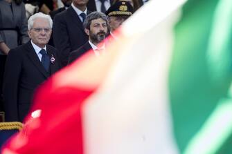 Italian President Sergio Mattarella (L) and Lower House Speaker Roberto Fico during the Republic Day (Festa della Repubblica)  celebrations in Rome, Italy, 02 June 2019. The anniversary marks the founding of the Italian Republic in 1946. ANSA/ ANGELO CARCONI